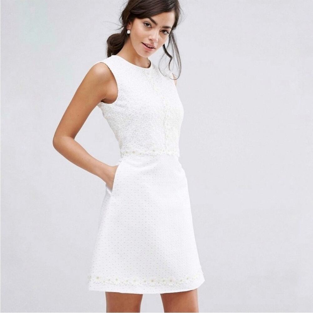 Ted Baker Womens Olara Daisy Lace Sleeveless Shift Dress Size 2 Dainty Feminine